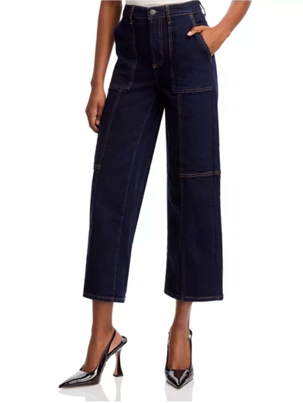 Rails Getty Crop High Rise Utility Wide Leg Jeans in Midnight